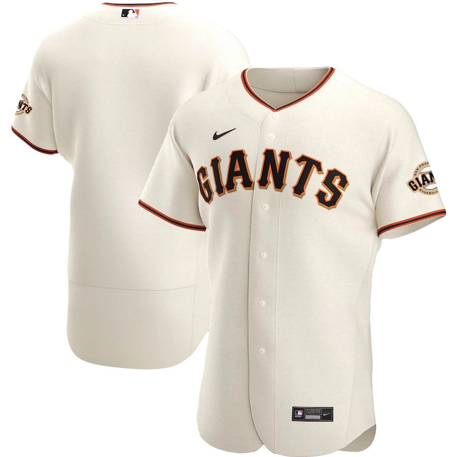 Mens San Francisco Giants Nike Cream Home Authentic Team Logo MLB Jerseys